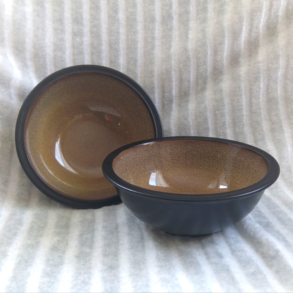 Pair of Ceramic Bowls In Ombre Moss Pattern